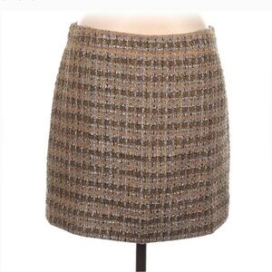 J. Crew Women's Gold Sparkle Mini Skirt Size 2 Tweed Textured Preppy Style